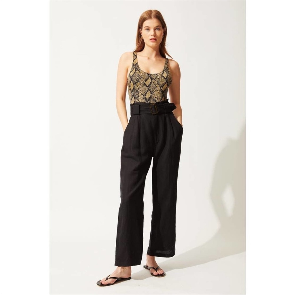 Solid & Striped belted linen high waisted pant